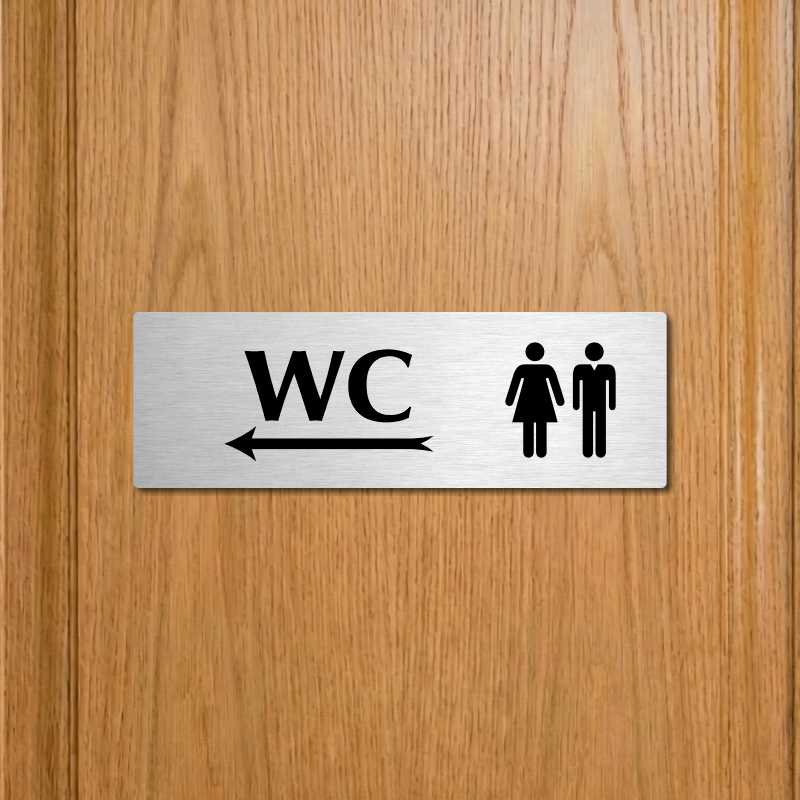WC společné vlevo, 240x79mm, stříbrná popiska 